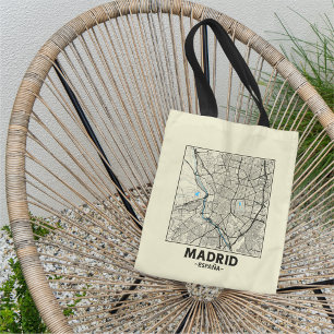 Madrid, Spain, City Map Tote Bag