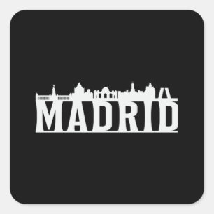 Madrid Spain City Skyline Cityscape Funny Gift Square Sticker