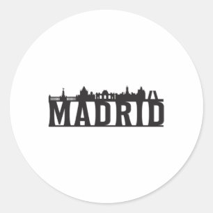 Madrid Spain City Skyline Cityscape Trip Gift Idea Classic Round Sticker