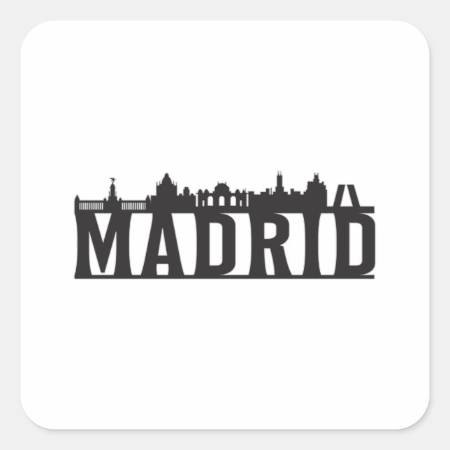Madrid Spain City Skyline Cityscape Trip Gift Idea Square Sticker (Front)