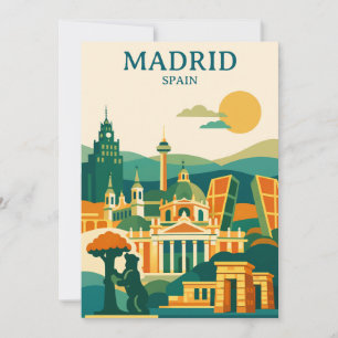 Madrid Spain City Skyline - Minimalist Retro City  Invitation