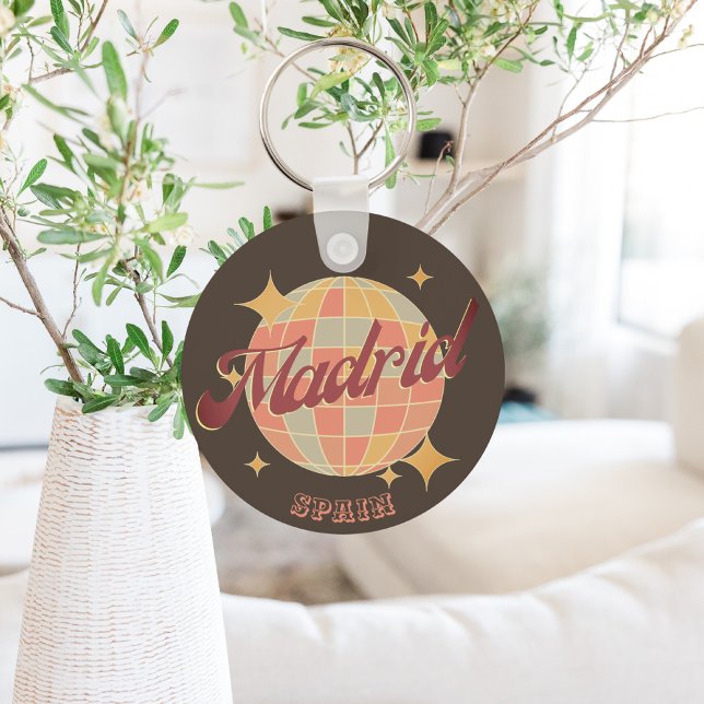 Madrid Spain Disco ball Retro Vintage  Key Ring (Creator Uploaded)