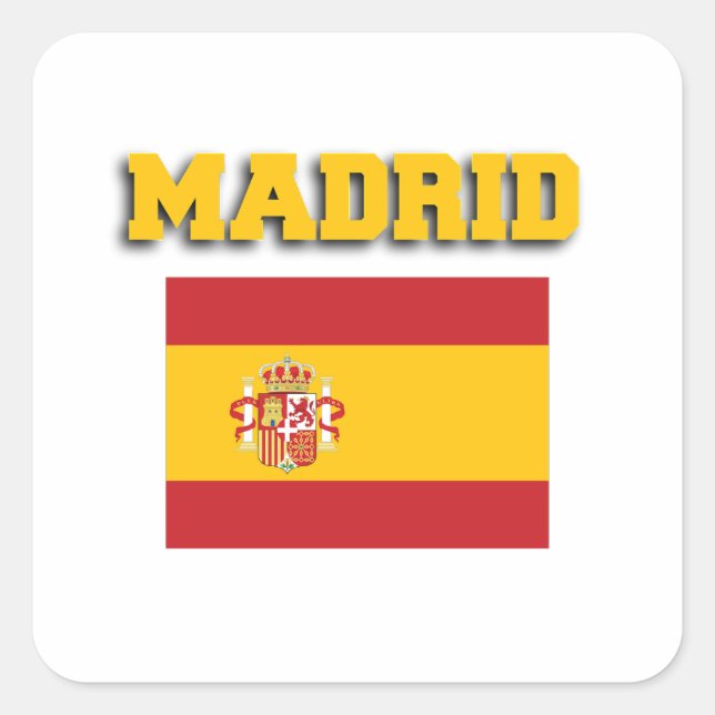 Madrid Spain Flag Square Sticker (Front)