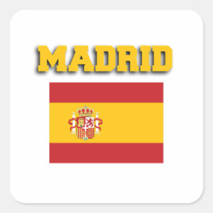 Madrid Spain Flag Square Sticker
