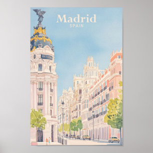 Madrid Spain Gouache Paint Illustration Travel Poster