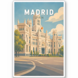 Madrid Spain Illustration Travel Art Vintage