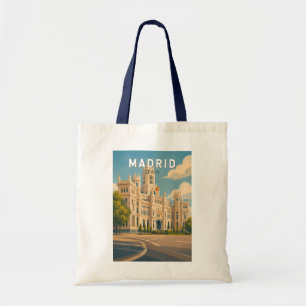 Madrid Spain Illustration Travel Art Vintage Tote Bag