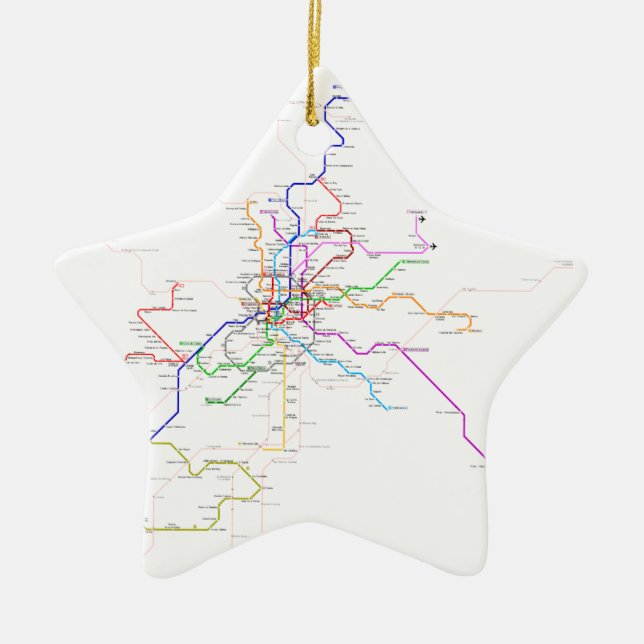 Madrid (Spain) Metro Map Ceramic Ornament (Front)