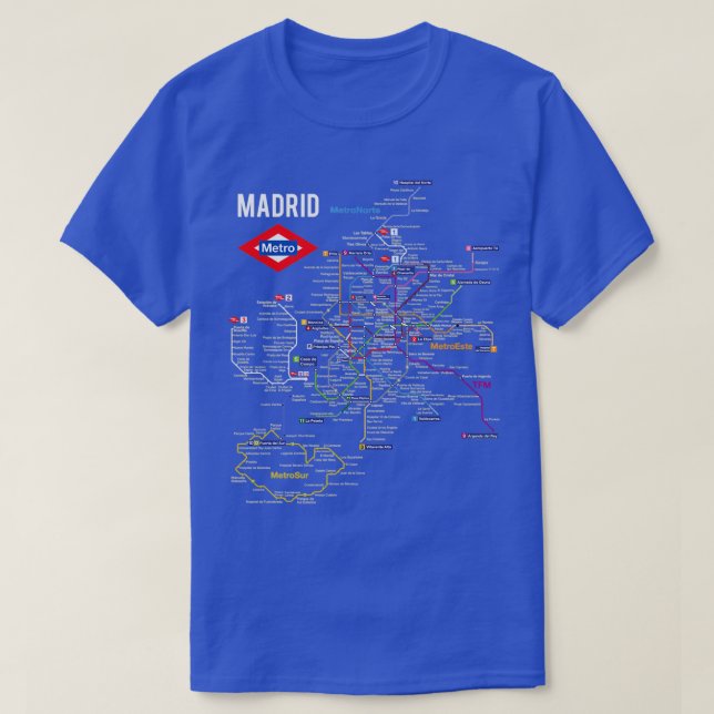 Madrid Spain Metro Subway Train Map Spanish Langua T-Shirt (Design Front)