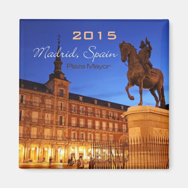 Madrid Spain Nighttime Scene Magnet Change Year (Front)