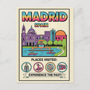 Madrid Spain Retro 1990s Travel Postcard