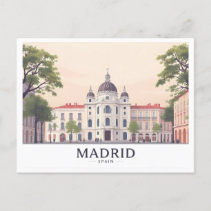 Madrid Spain Royal Palace Pastel Travel Design Postcard
