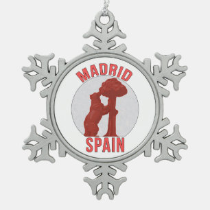 Madrid Spain Snowflake Pewter Christmas Ornament