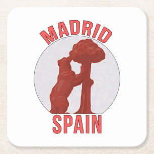 Madrid Spain Square Paper Coaster