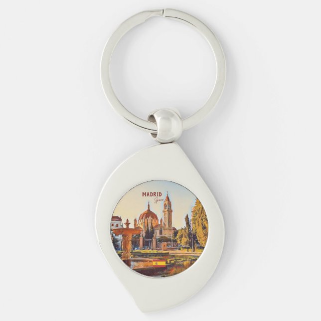 Madrid Spain Travel landscape souvenir Key Ring (Front)