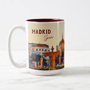 Madrid Spain Travel landscape souvenir Two-Tone Coffee Mug