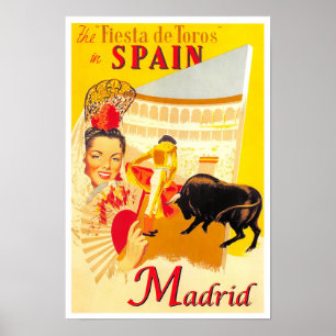 Madrid Spain vintage travel Poster