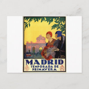 Madrid Temporada de Primavera - Vintage Art Poster Postcard