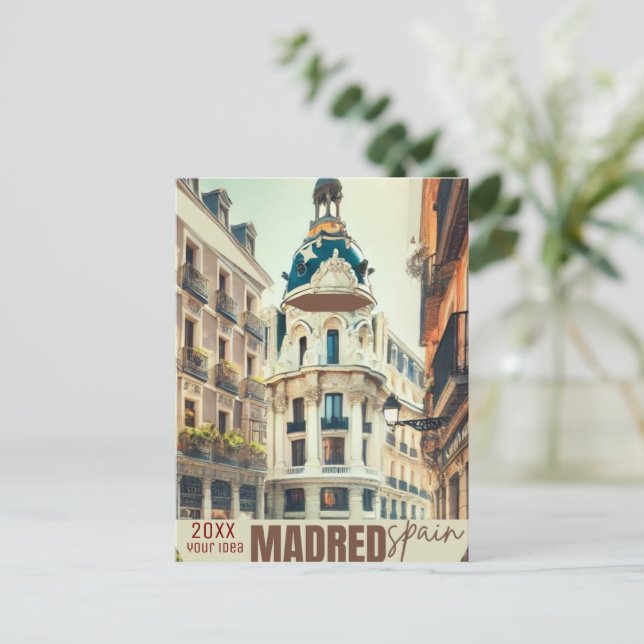Madrid Travel Wall Art, Spain Travel Art, Madrid W Holiday Postcard (Standing Front)