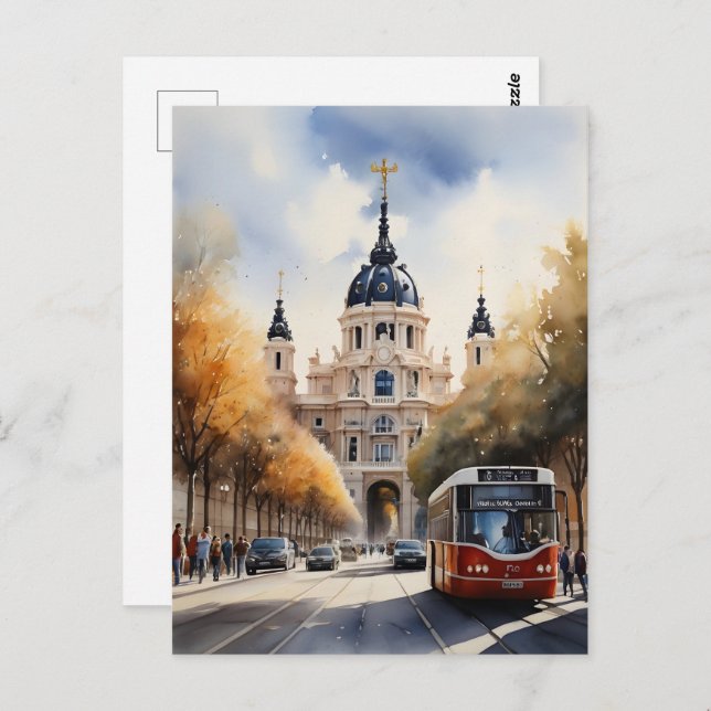 Madrid watercolor art postcard (Front/Back)