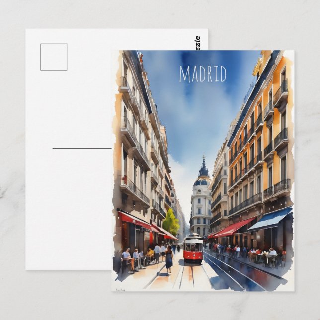 Madrid watercolor art postcard (Front/Back)