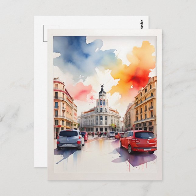 Madrid watercolor art postcard (Front/Back)