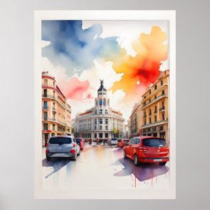 Madrid watercolor art poster