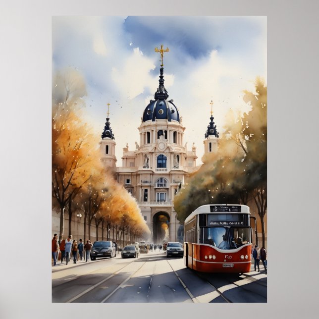 Madrid watercolor art poster (Front)