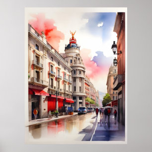 Madrid watercolor art poster