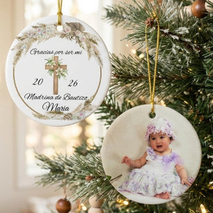 Madrina Godmother Spanish Baptism personalised Ceramic Ornament