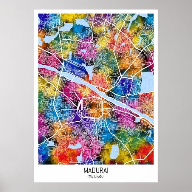 Madurai Tamil Nadu City Map Poster (Front)