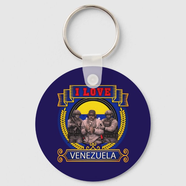 Maduro Captured Live in Hilarious USA Sting Key Ring (Front)