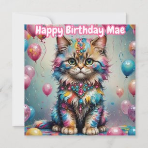  MAE ~ Birthday Card ~ Pink Blue ~