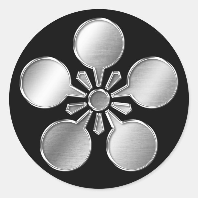 Maeda Clan Kamon Silver Chrome Classic Round Sticker (Front)