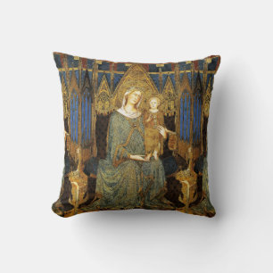 MAESTA,VIRGIN AND CHILD,Blue Gold Yellow Christmas Cushion