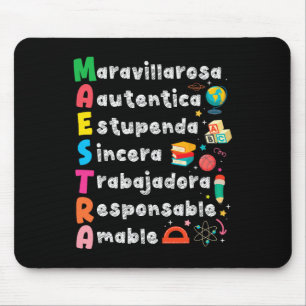 Maestra Acronym Spanish Teacher Back To School Lat Mouse Pad