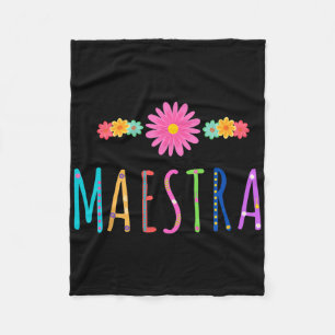 Maestra Cinco De Mayo Spanish Mexican Teacher Back Fleece Blanket