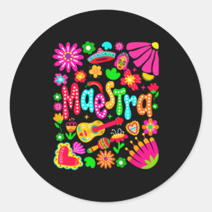 Maestra cinco de mayo spanish mexican teacher boho classic round sticker