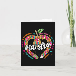 Maestra Pencil Spanish Teacher Bilingual 100 Days Card