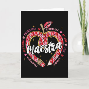 Maestra Pencil Spanish Teacher Bilingual Valentine Card