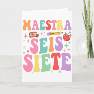 Maestra Seis Siete Retro Teacher Cute Spanish Card