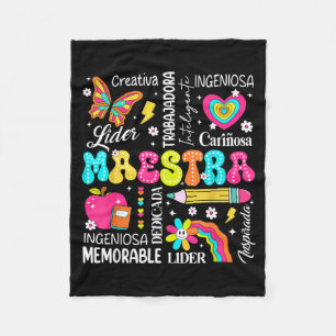 Maestra Spanish Teacher Back To School Maestra De Fleece Blanket