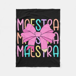 Maestra Spanish Teacher Back To School Pencil Coqu Fleece Blanket
