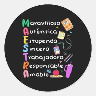 Maestra Spanish Teacher Bilingual Teacher Maestra Classic Round Sticker