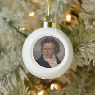 Maestro Ludwig Beethoven Symphony Music Composer  Ceramic Ball Christmas Ornament