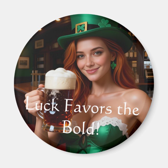Maeve in Emerald Corset Irish Pub St Patrick's Day Magnet (Front)