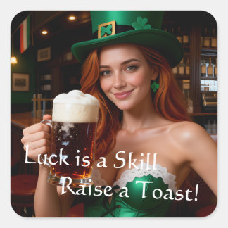 Maeve in Emerald Corset Irish Pub St Patrick's Day Square Sticker