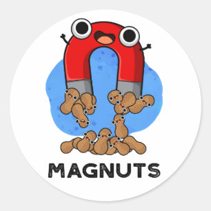 Mag-nuts Funny Magnet Pun  Classic Round Sticker