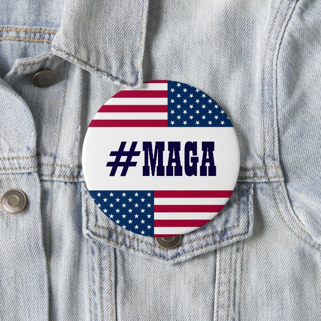 #MAGA-American Flag 10 Cm Round Badge (In Situ)