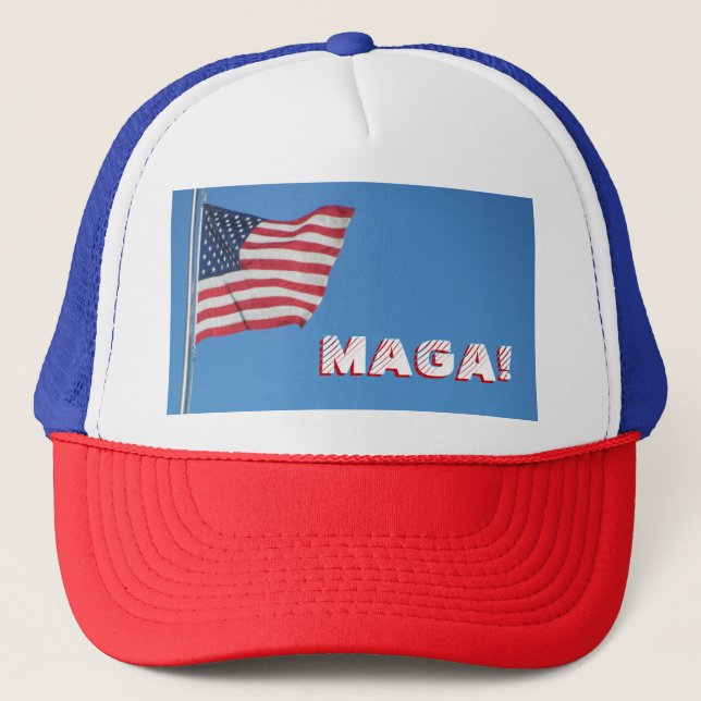 MAGA! American Flag Trucker Hat (Front)